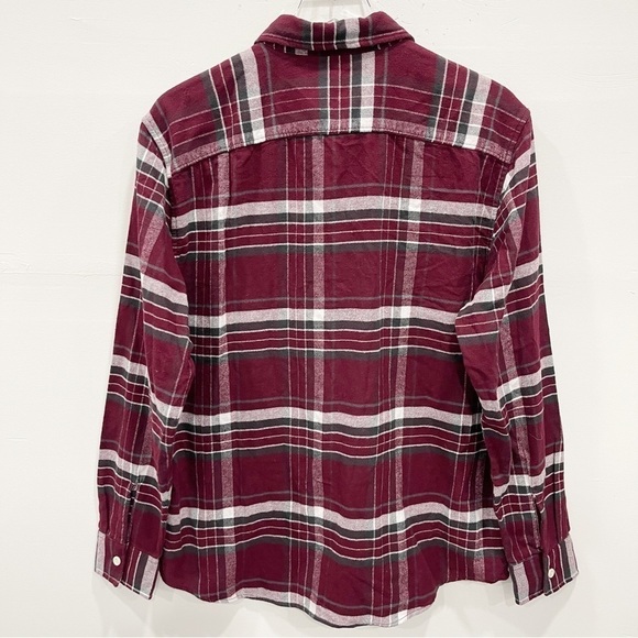 American Eagle Super Soft Long Sleeve Plaid Shirt Red - Picture 2 of 8